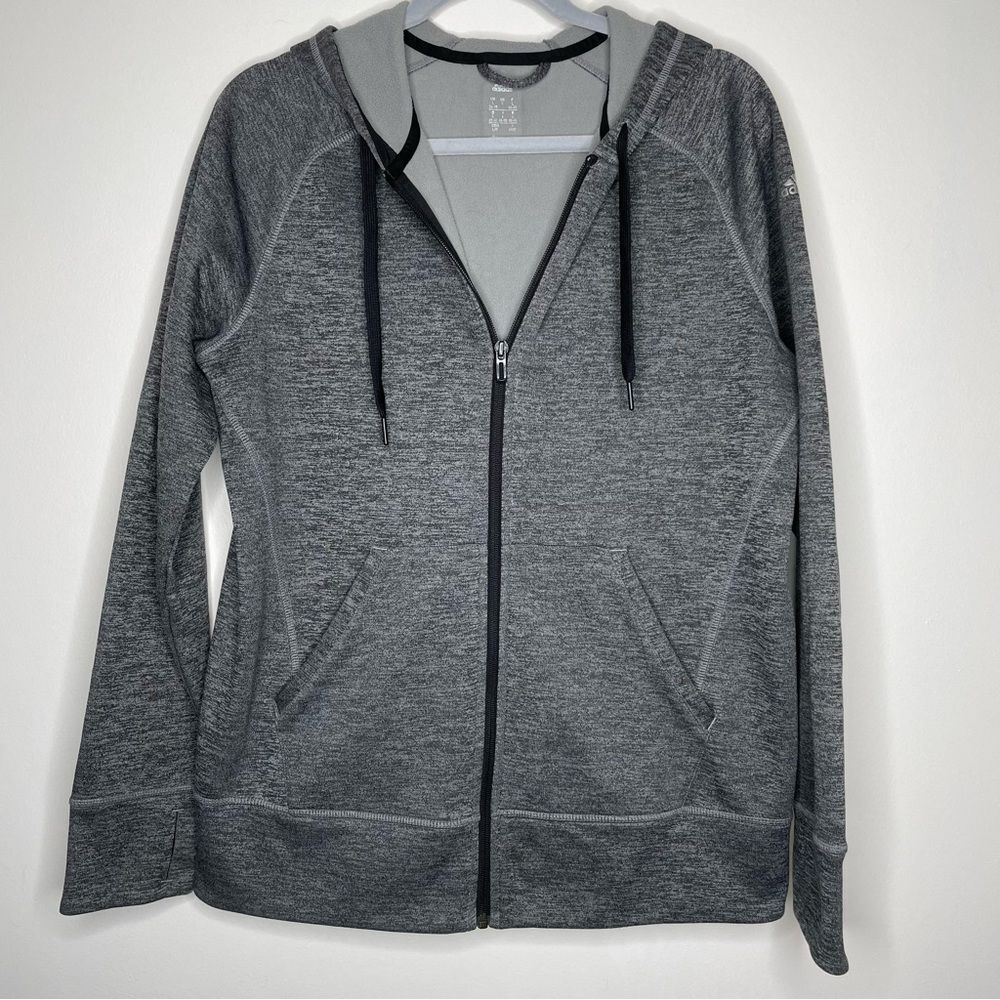 Adidas Active gray‎ heather space dye fleece jacket workout gym